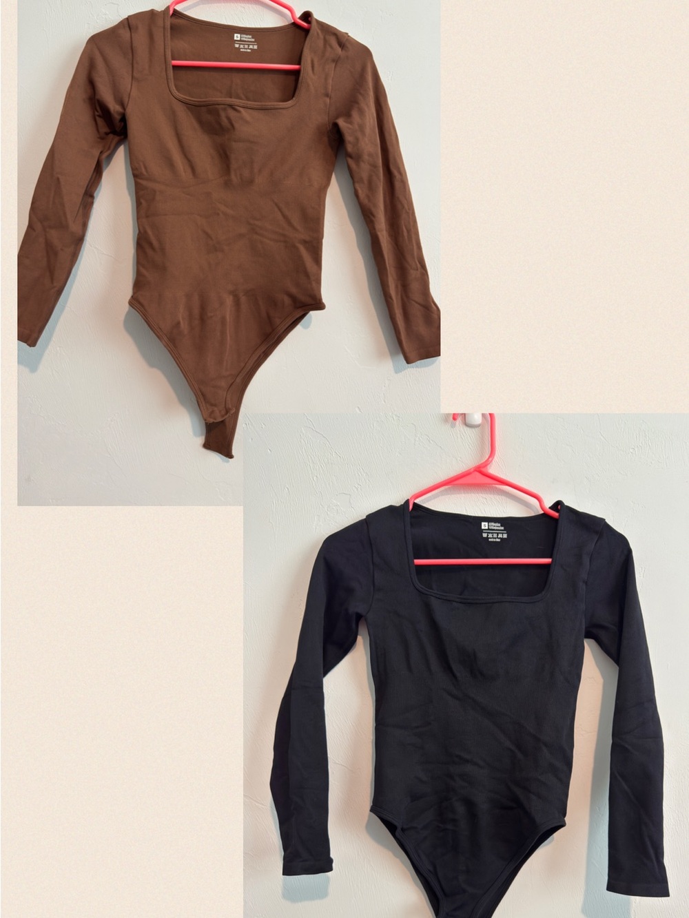 Women's long sleeve square neck bodysuits brown & black 
Sz S